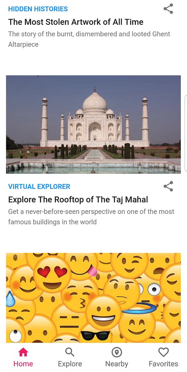 Google Arts and Culture app showing Taj Mahal