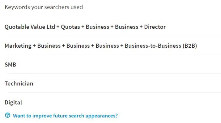 LinkedIn search terms